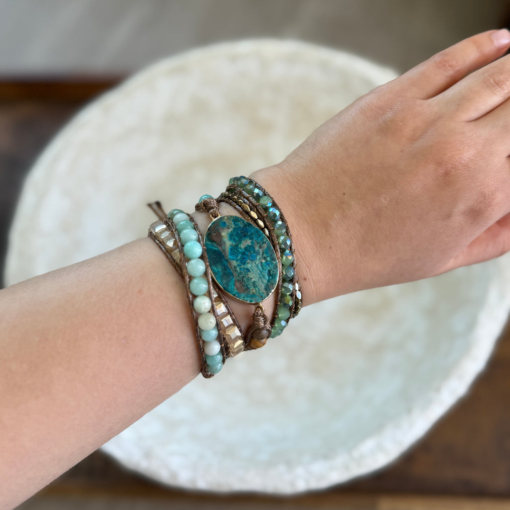 Turquoise Earth Wrap Boho Bracelet Handmade