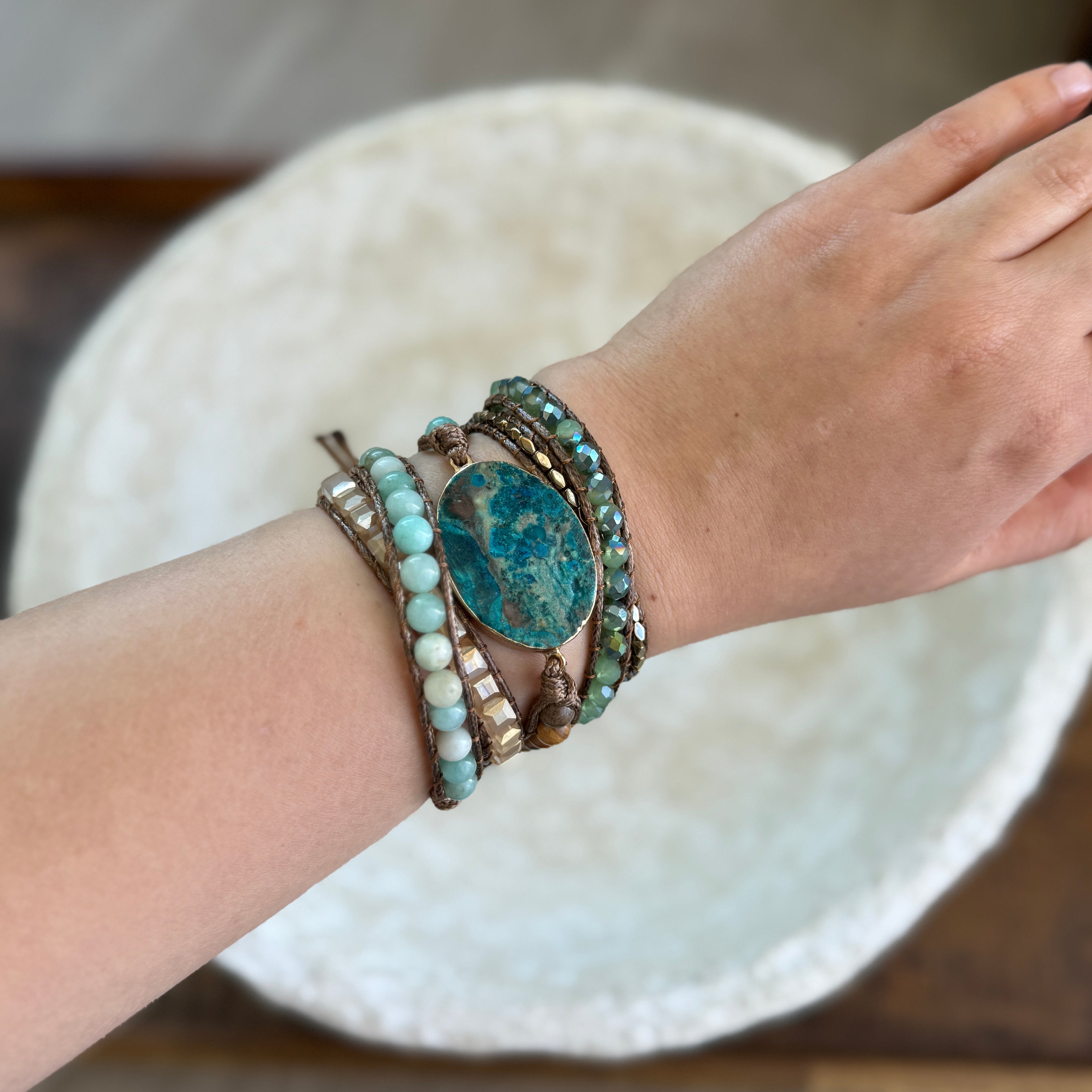 Turquoise Earth Wrap Boho Bracelet Handmade