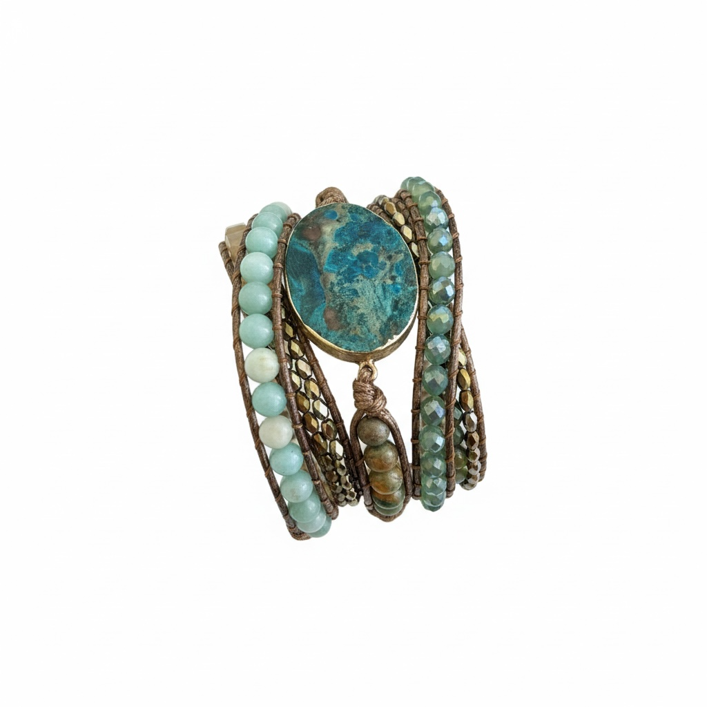 Turquoise Earth Wrap Boho Bracelet Handmade