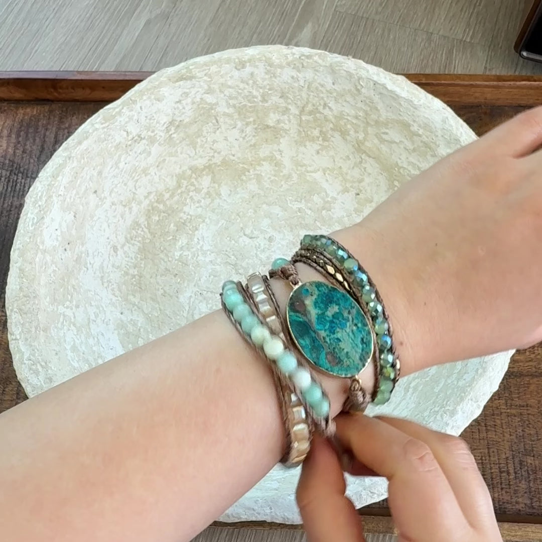 Turquoise Earth Wrap Boho Bracelet Handmade