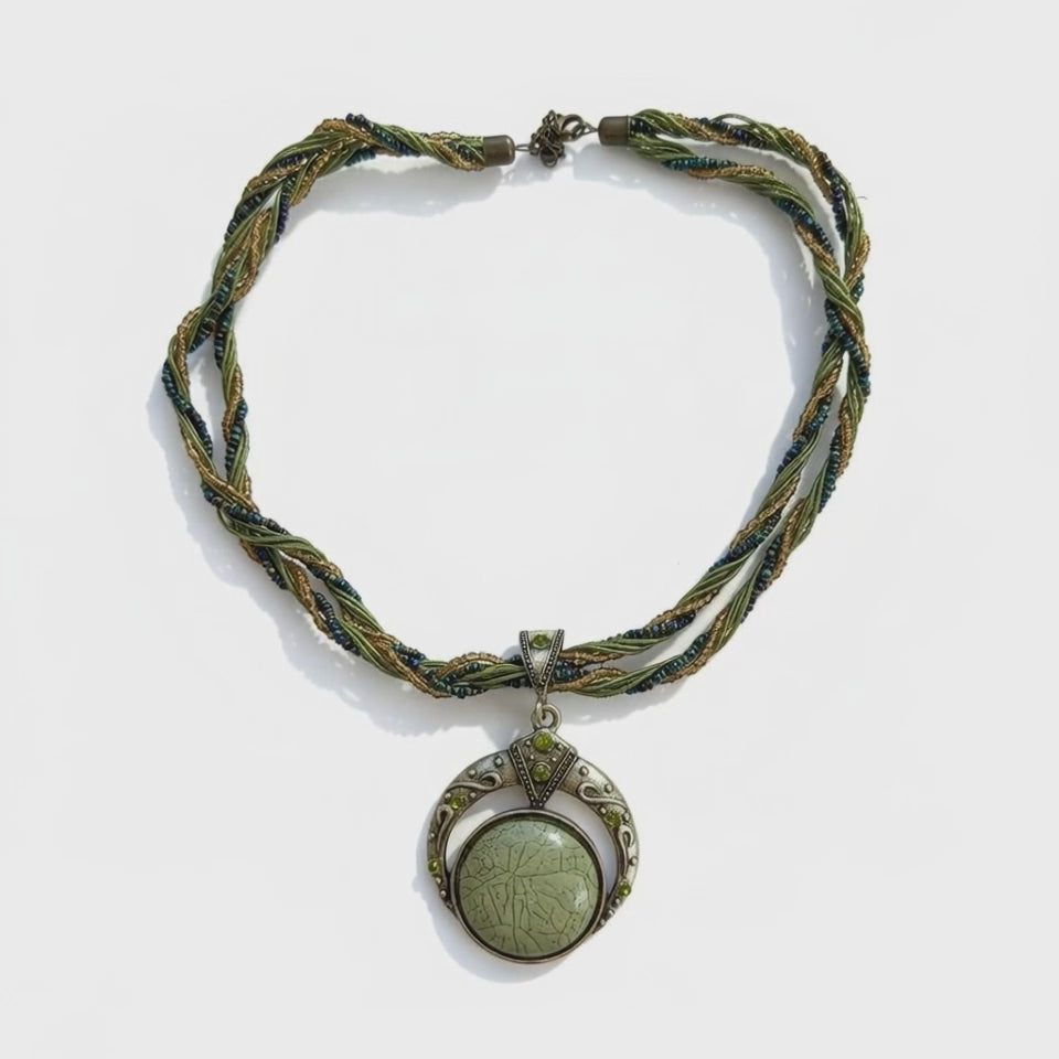 Braided Cord Statement Necklace | Vintage Tribal Style